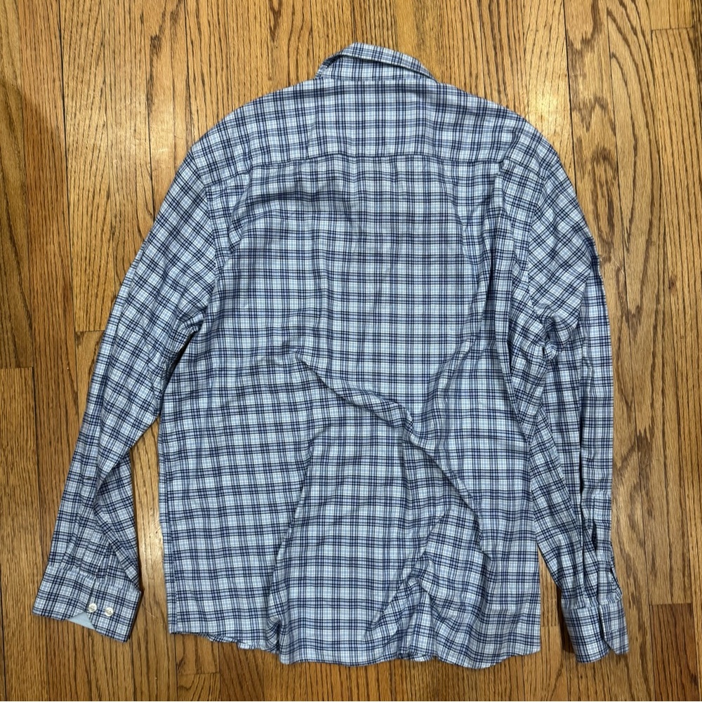 Johnston & Murphy Blue Plaid Button Down Shirt XL - Picture 2 of 2